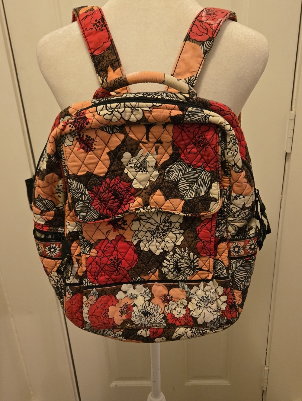 Vera Bradley Pink and Brown Floral Quilted Backpack